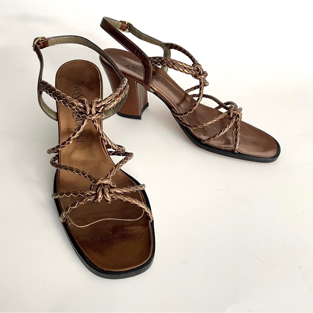 Yves Saint Laurent Brown Strappy Heels - Picture 2 of 10